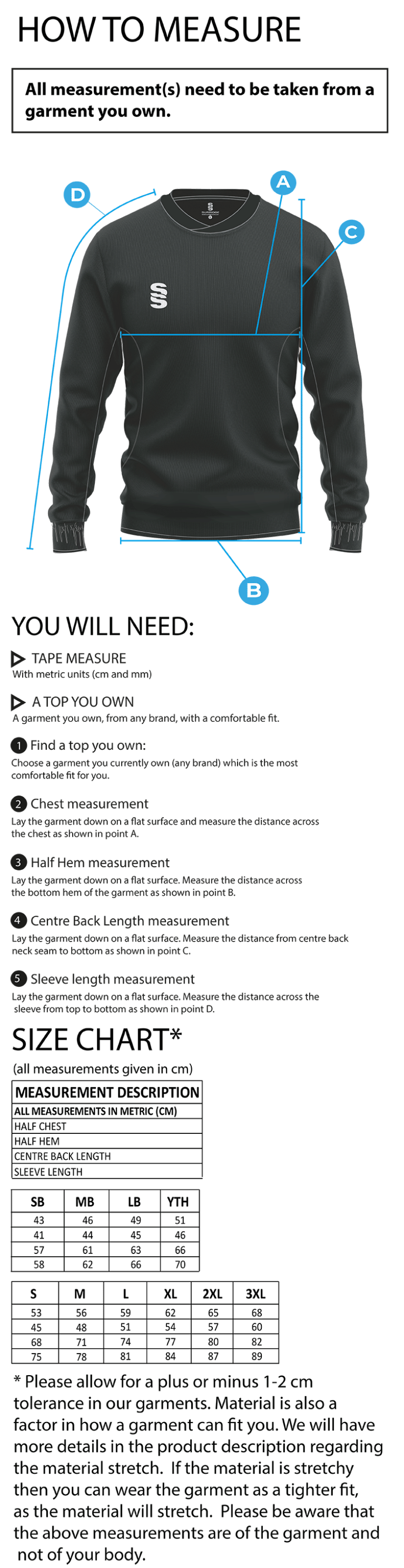 UWE Students - Run Out Top - Unisex Fit - Size Guide