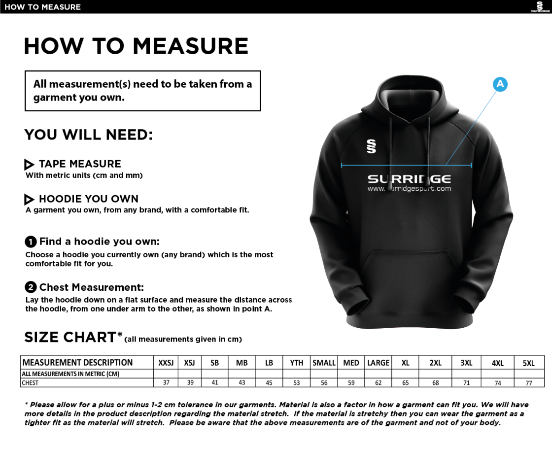 UWE Students - Fuse Hoody - Unisex Fit - Size Guide