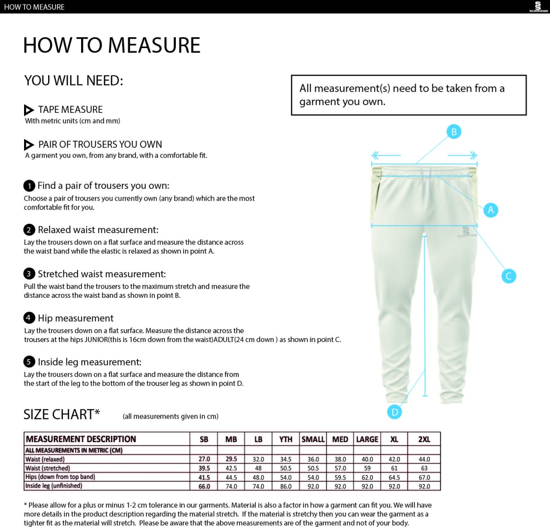 UWE Students - Blade Playing Pant - Unisex Fit - Size Guide