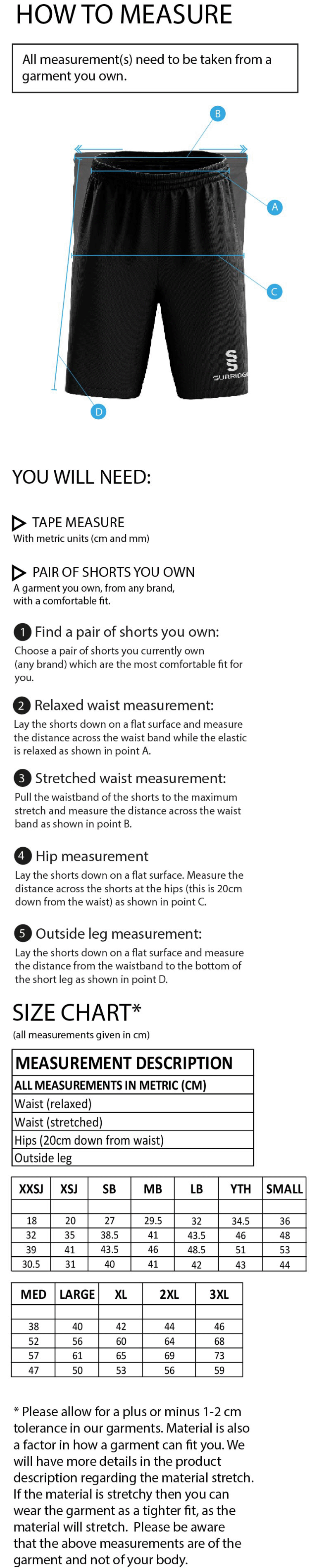 UWE Students - Fuse Shorts - Unisex Fit - Size Guide