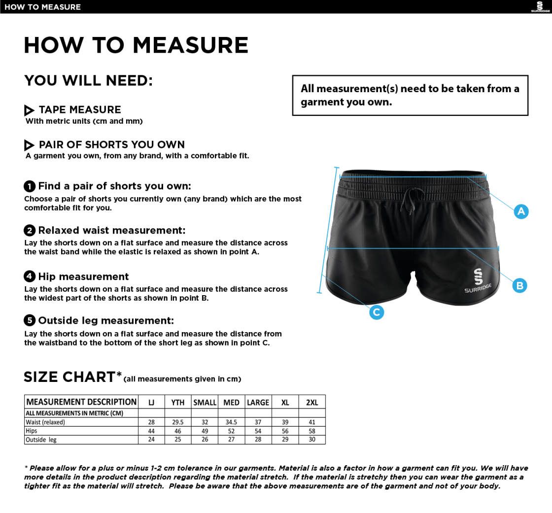 UWE Students - Dual Active Short - Women's Fit - Size Guide