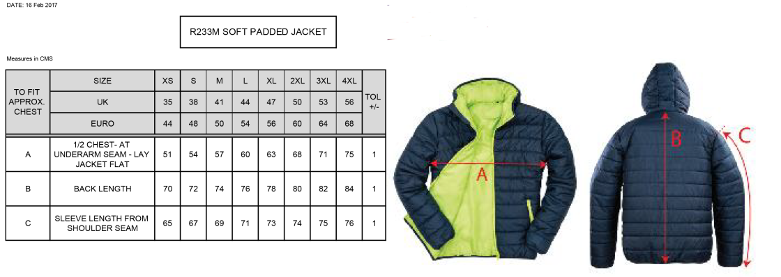UWE Students - Supersoft Jacket - Unisex Fit - Size Guide